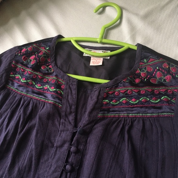 Navy Embroidered Tunic - Picture 2 of 4